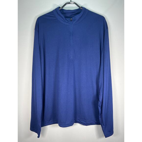 LL Bean Men's Blue Base Layer 1/4 Zip Performance Activewear L/S Pullover Sz XXL - Picture 1 of 8